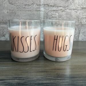 Rae Dunn 'Kisses' and 'Hugs' Currant Rose Scented Candles Set